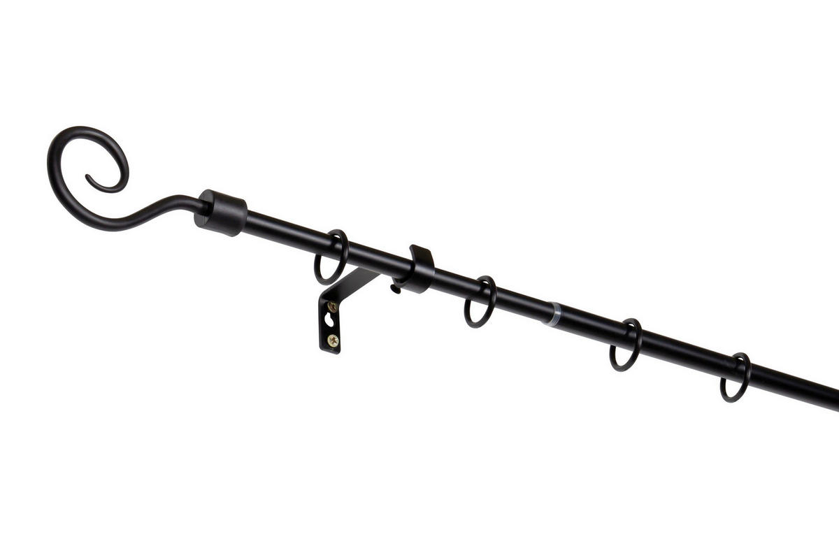 VORHANGSTANGENSET  130 cm  - Schwarz, Basics, Metall (130cm)