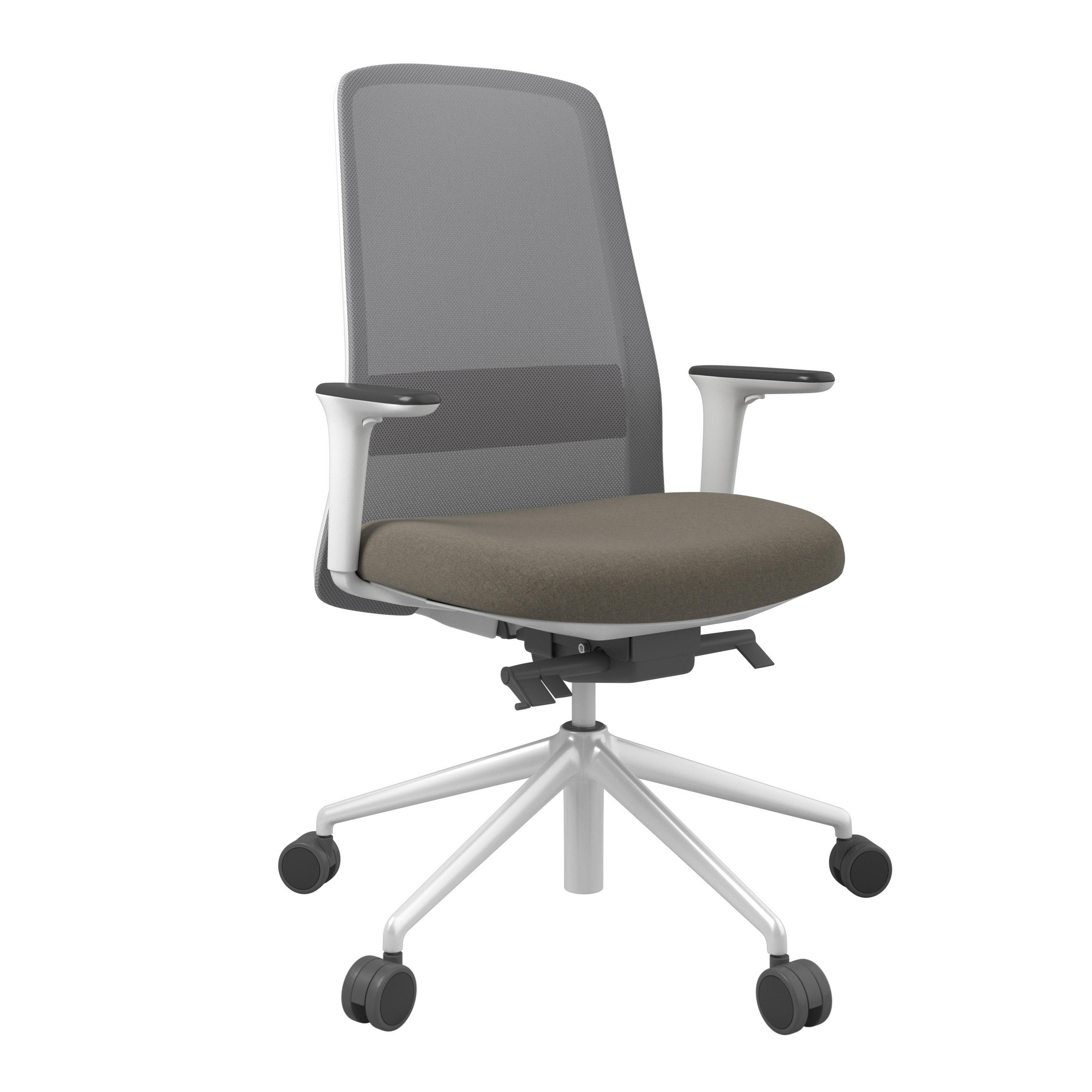 DREHSTUHL Braun, Grau, Weiß  - Braun/Weiß, MODERN, Kunststoff/Textil (70/103-115/70cm)