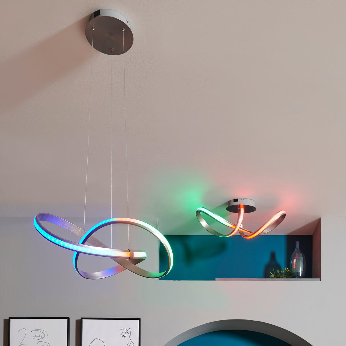 LED-DECKENLEUCHTE LOLASMART-MELINDA 64/25/25 cm   - Alufarben/Weiß, Design, Kunststoff/Metall (64/25/25cm)