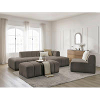 ECKSOFA Ottomane rechts  ANNECY Taupe Bouclé  - Taupe/Schwarz, MODERN, Kunststoff/Textil (262/170cm)