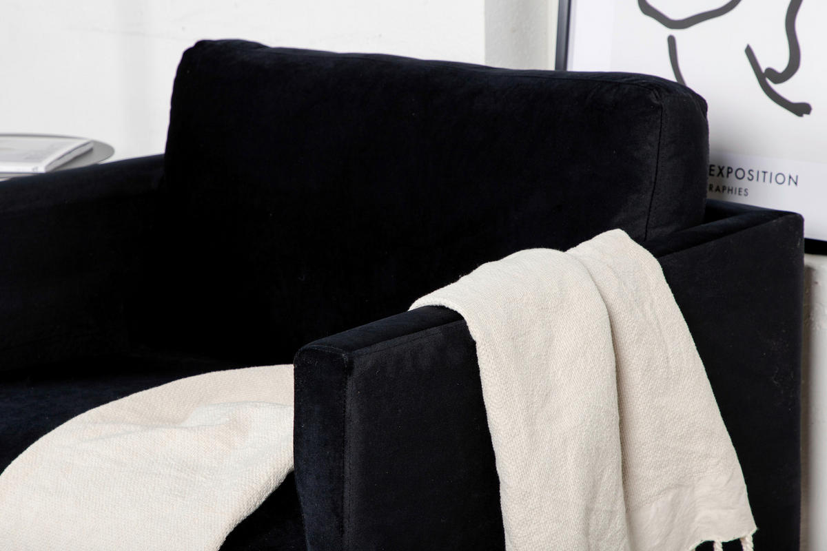 SESSEL in Samt Schwarz  - Schwarz, Design, Textil/Metall (95/80/84cm) - Livetastic