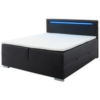 BOXBETT 180/200 cm  in Schwarz  - Edelstahlfarben/Schwarz, MODERN, Kunststoff/Textil (180/200cm) - Livetastic