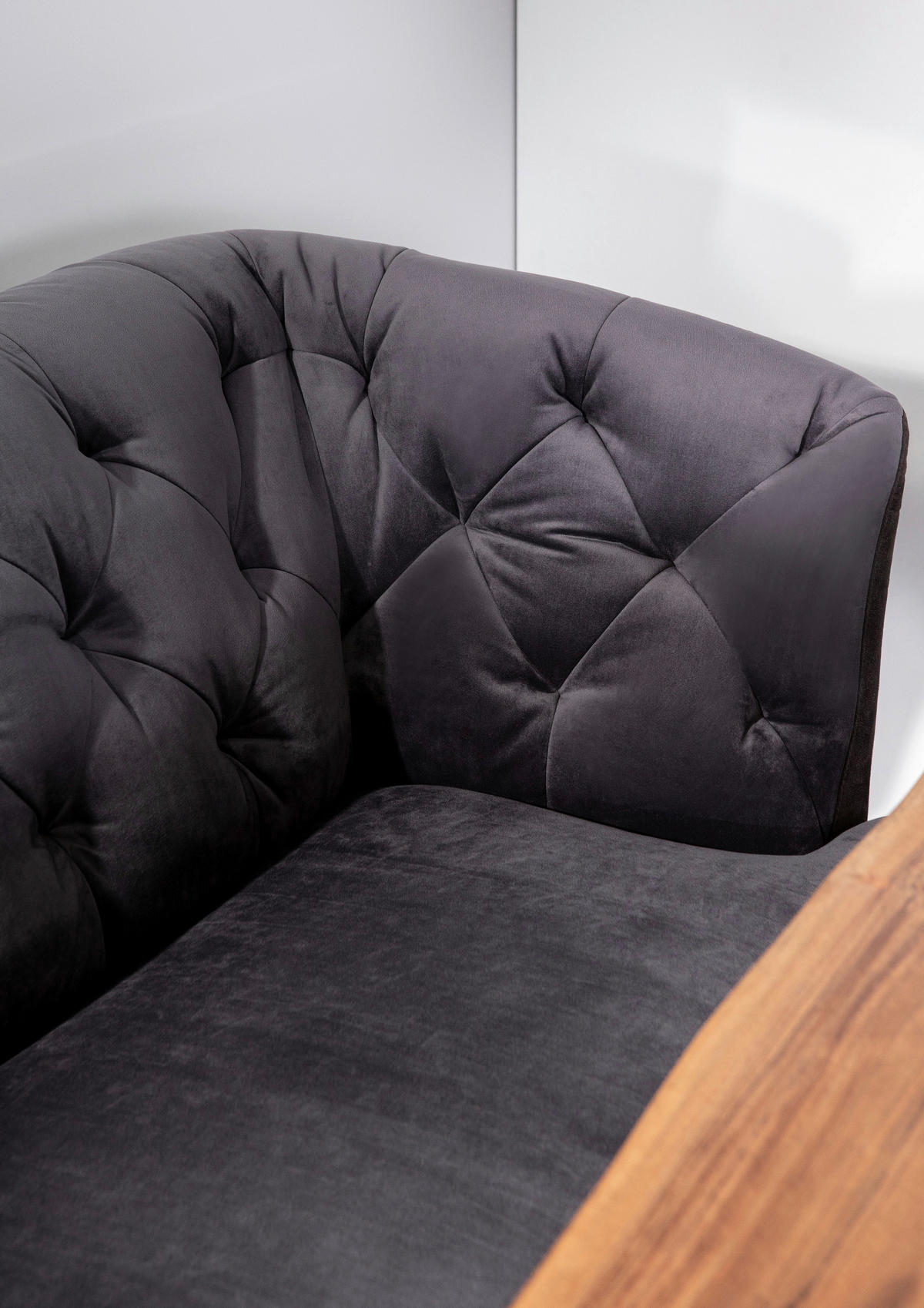 2-SITZER-SOFA in Flachgewebe Dunkelgrau  - Dunkelgrau/Schwarz, Konventionell, Holz/Textil (170/83/70cm) - Livetastic