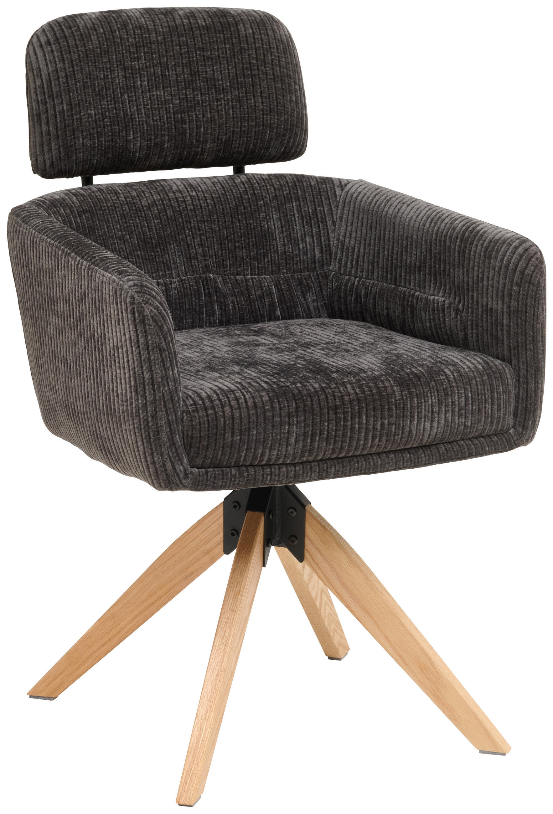 Scaun Cu Brațe din lemn, metal, textil, antracit