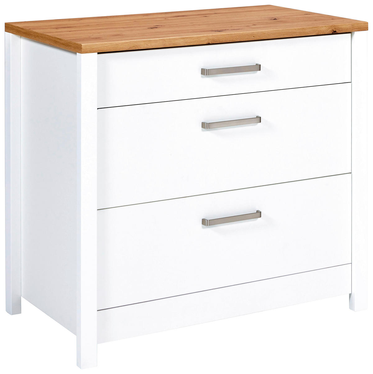 SCHUBKASTENUNTERSCHRANK 100/92/60 cm  in Weiß, Eiche Artisan  - Silberfarben/Eiche Artisan, MODERN, Holzwerkstoff/Metall (100/92/60cm) - home24