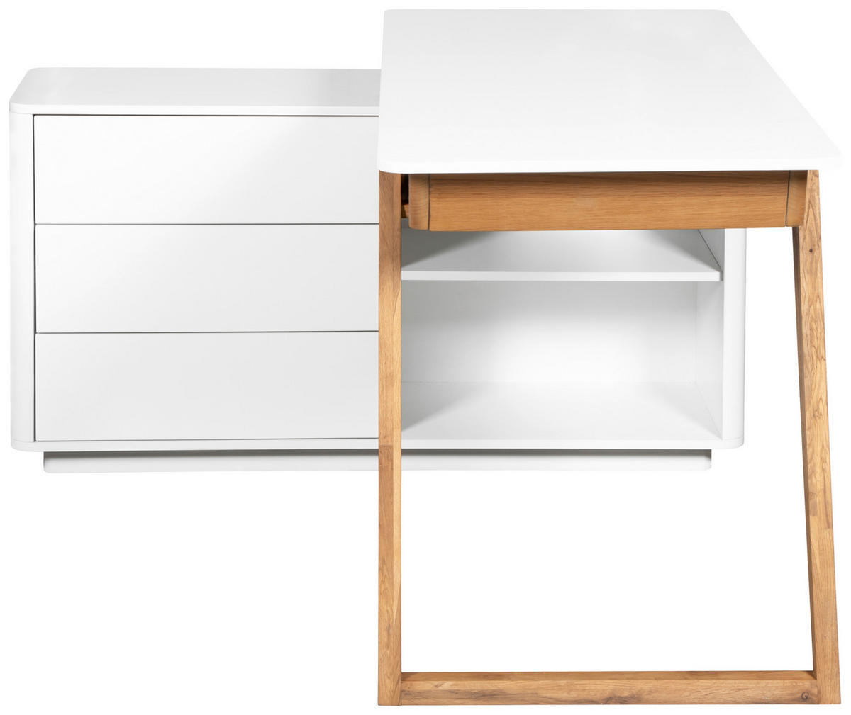 SAROKÍRÓASZTAL  - tölgyfa színű/fehér, Modern, faalapú anyag/fa (150/120/75cm) - Livetastic