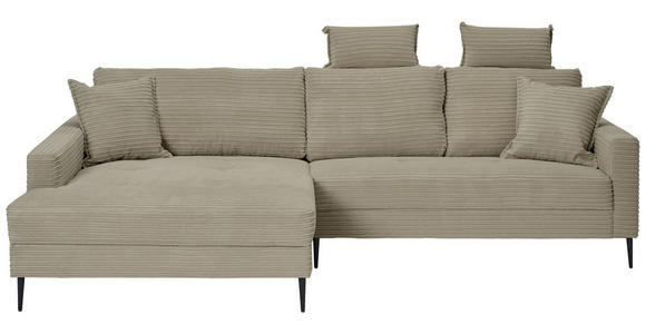 ECKSOFA  in Cord Greige  173/276 cm  - Greige/Schwarz, KONVENTIONELL, Textil/Metall (173/276cm) - Carryhome