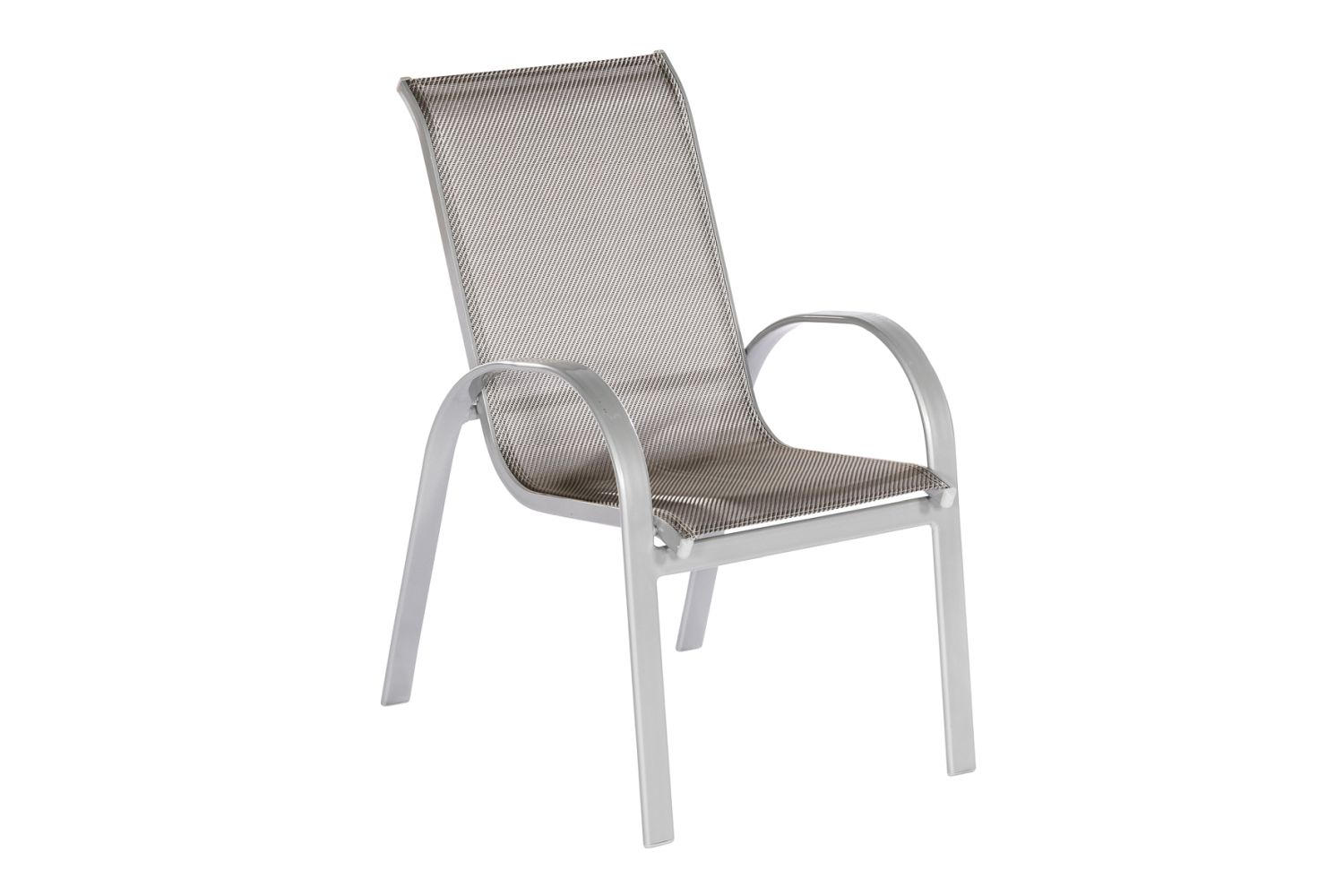 GARTENSTUHL Aluminium Braun, Silberfarben  - Silberfarben/Braun, KONVENTIONELL, Textil/Metall (56/97/76cm) - Gardenson