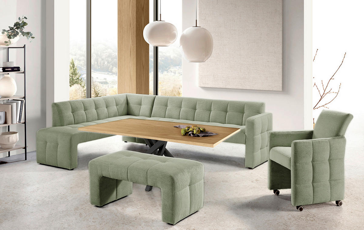 ECKBANK 265/197 cm  in Mintgrün  - Schwarz/Mintgrün, MODERN, Holz/Holzwerkstoff (265/197cm) - Livetastic