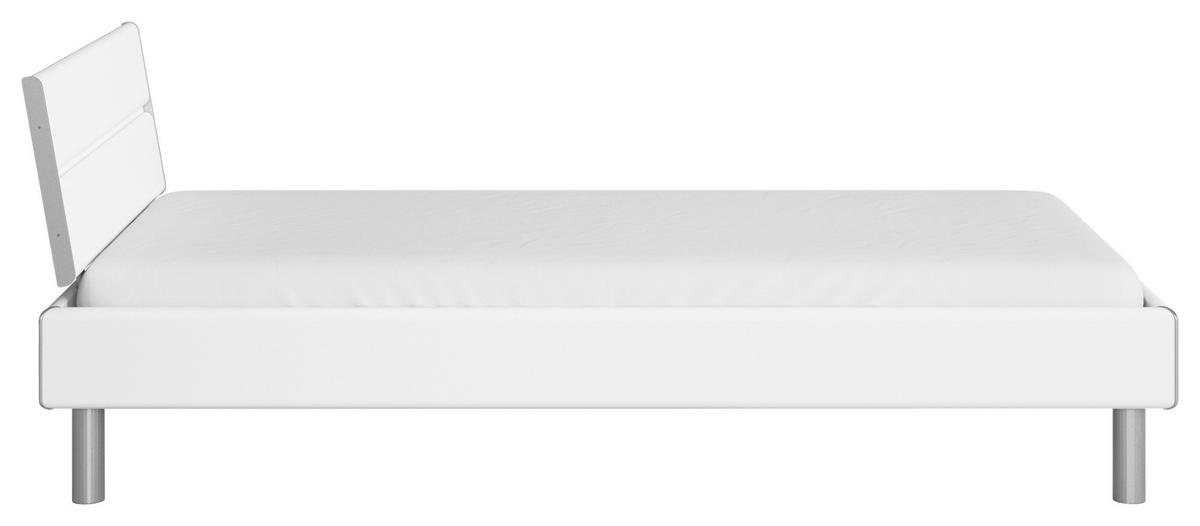 BETT 90/200 cm  in Weiss   - Weiss/Alufarben, Design, Holzwerkstoff/Metall (90/200cm) - Carryhome