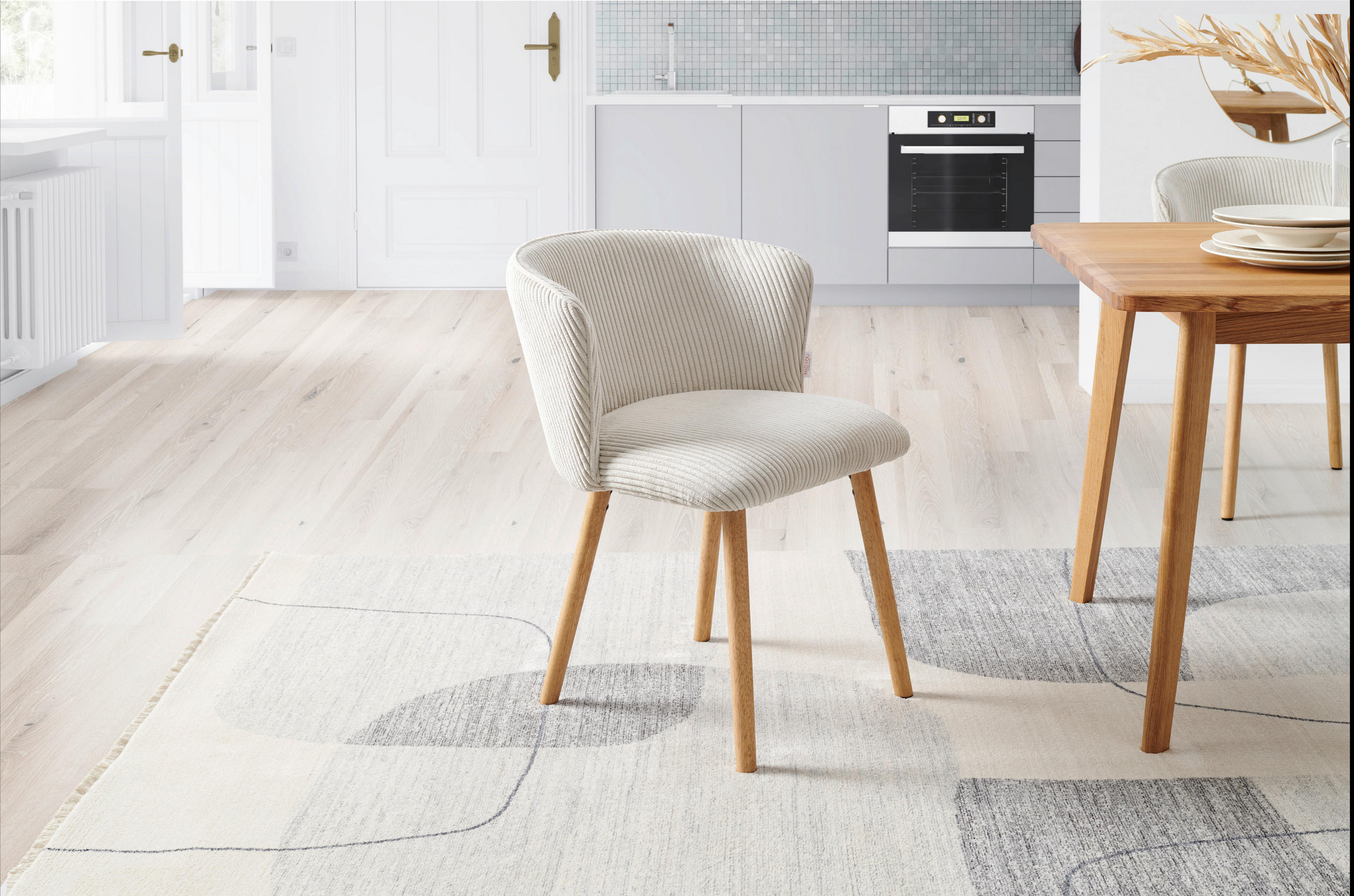 STUHL in Cord - Beige/Naturfarben, Lifestyle, Holz/Textil (61/79/61cm) - MID.YOU