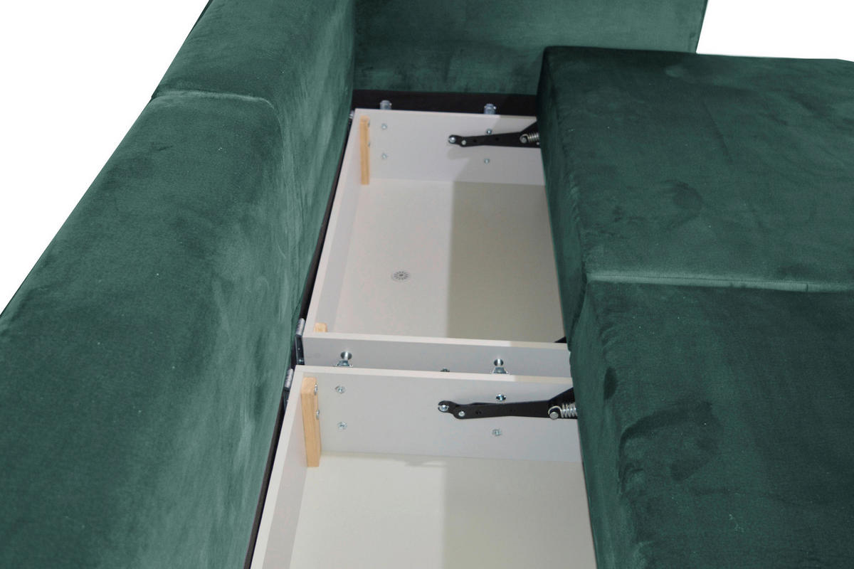 BIGSOFA in Velours Grün  - Schwarz/Grün, Design, Kunststoff/Textil (256/88/120cm) - home24