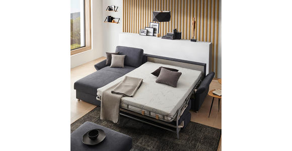 ECKSOFA in Flachgewebe Anthrazit 176/285 cm - Chromfarben/Anthrazit, KONVENTIONELL, Textil/Metall (176/285cm) - Novel