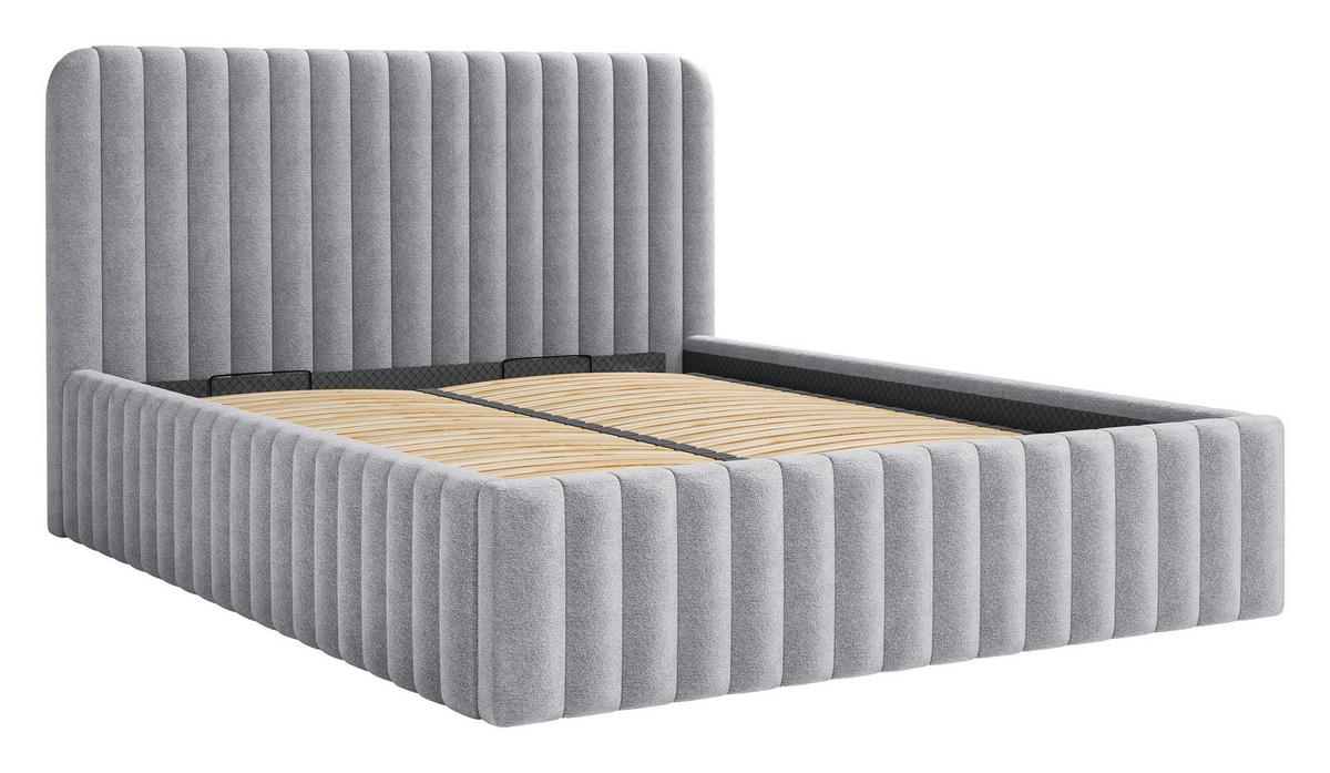 STOPPAD SÄNG ,160/200 cm  i grå  - svart/grå, Modern, metall/trämaterial (160/200cm) - MID.YOU