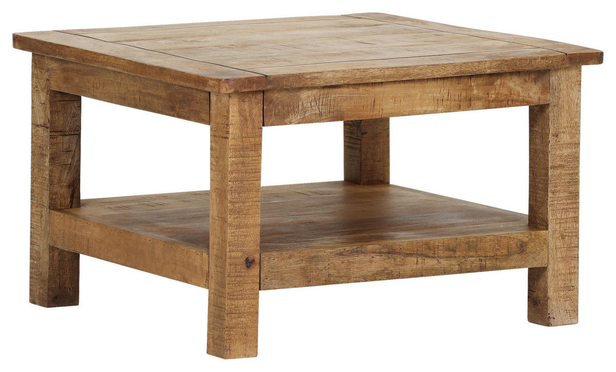 COUCHTISCH Mangoholz massiv 70/70/45 cm quadratisch Naturfarben, Schwarz  - Schwarz/Naturfarben, KONVENTIONELL, Holz/Metall (70/70/45cm) - Landscape