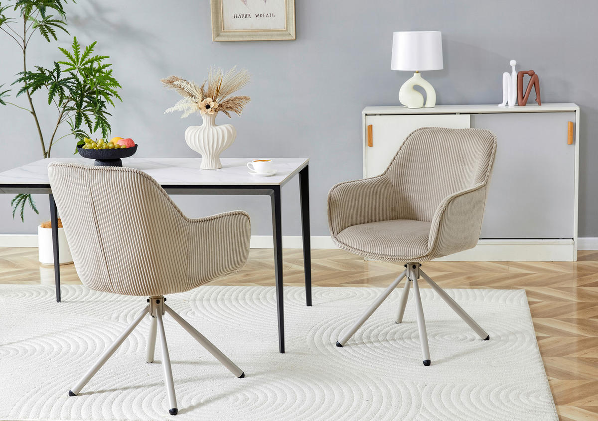 ARMLEHNSTUHL  in Eisen Cord  - Beige/Hellgrau, MODERN, Holz/Textil (61/91/59cm) - Livetastic