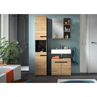BADEZIMMER 3-teilig  in 101 cm  - Schwarz/Eiche Artisan, MODERN, Glas/Holzwerkstoff (101cm) - MID.YOU