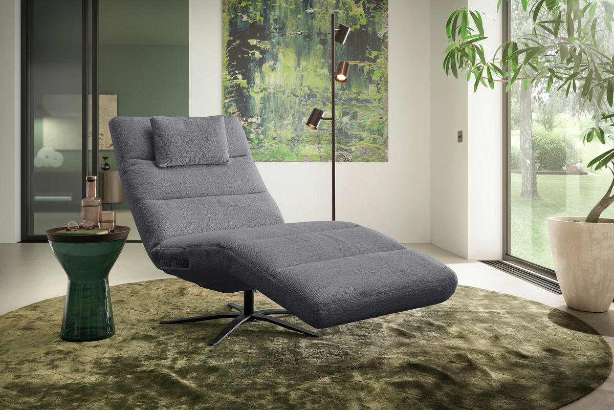 RELAXLIEGE inkl. Akku Flachgewebe Anthrazit  - Anthrazit/Schwarz, MODERN, Textil/Metall (82/53-115/156-206cm) - Pure Home Comfort