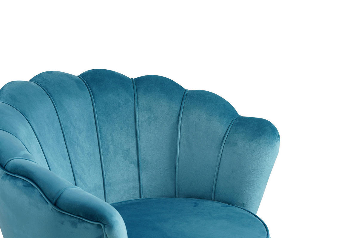 SESSEL in Samt Blau  - Blau/Goldfarben, MODERN, Textil/Metall (76/78/76cm) - Livetastic
