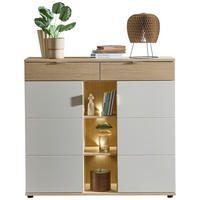 HIGHBOARD Eichefarben, Kaschmir  128/119/38 cm  - Kaschmir/Eichefarben, KONVENTIONELL, Holzwerkstoff/Metall (128/119/38cm) - Stylife