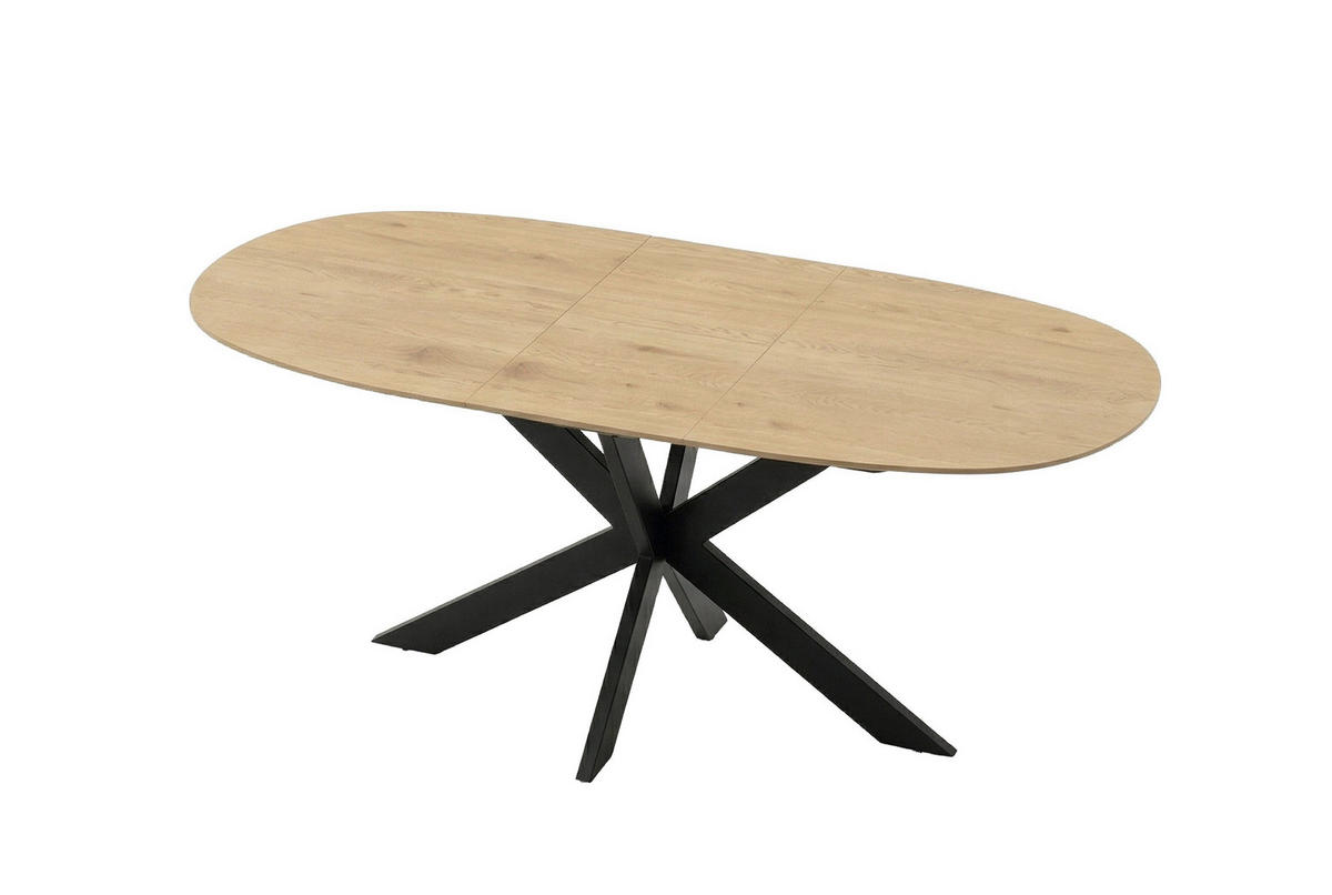 ESSTISCH 140/90/75 cm Nachbildung  Metall, Holzwerkstoff ausziehbar oval Eichefarben  - Eichefarben, MODERN, Holzwerkstoff/Metall (140/90/75cm) - MID.YOU
