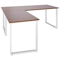 KOTNA PISALNA MIZA leseni material bela, barva oreha  - barva oreha/bela, Basics, kovina/leseni material (180/180/75,5cm) - MID.YOU