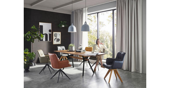 ESSTISCH Eichefarben rechteckig   - Eichefarben/Schwarz, Design, Holz/Metall (220/100/76cm) - Valnatura