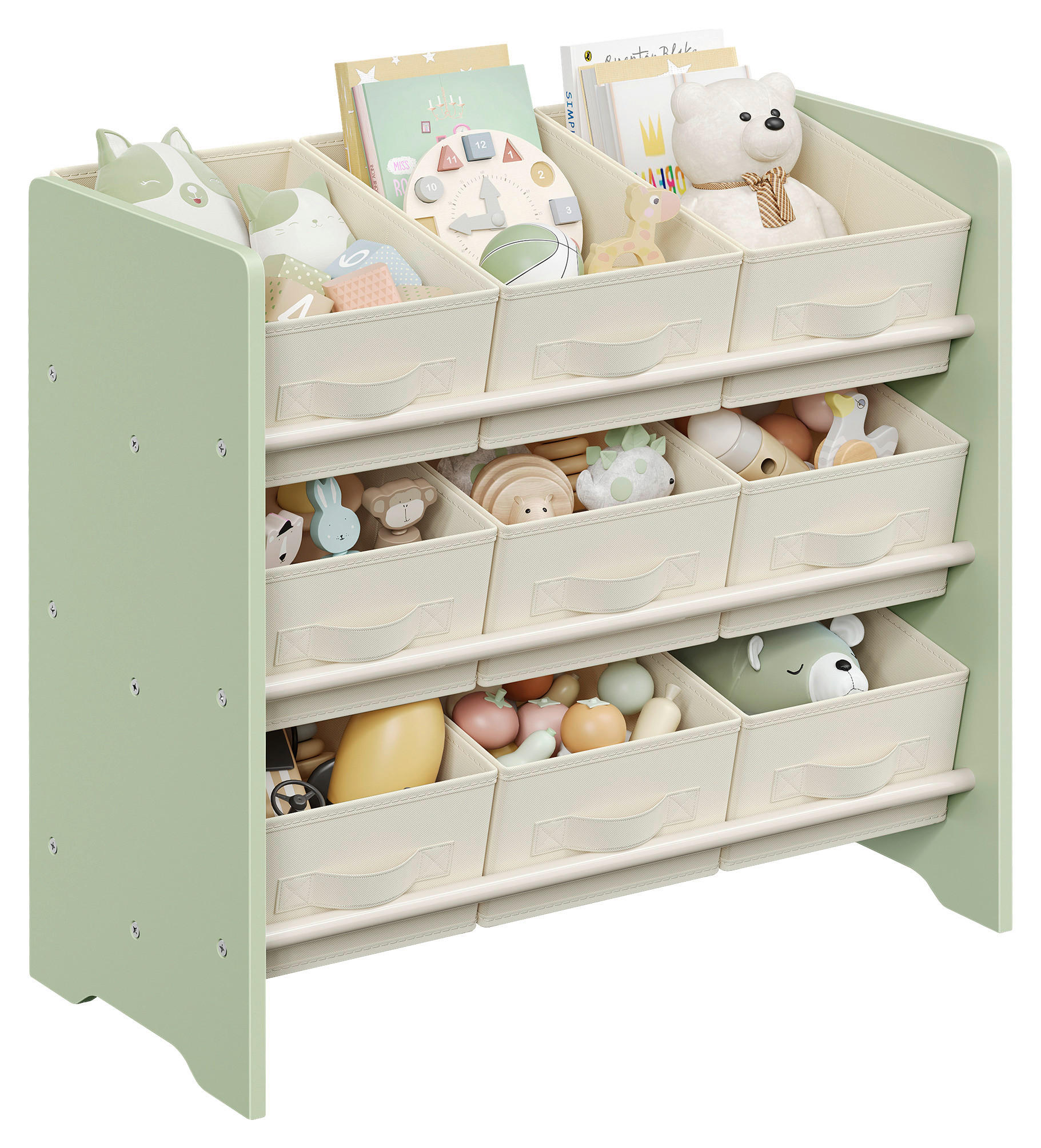 KINDERREGAL 62,5/60/29,5 cm  - Beige/Grün, MODERN, Holzwerkstoff/Textil (62,5/60/29,5cm) - MID.YOU