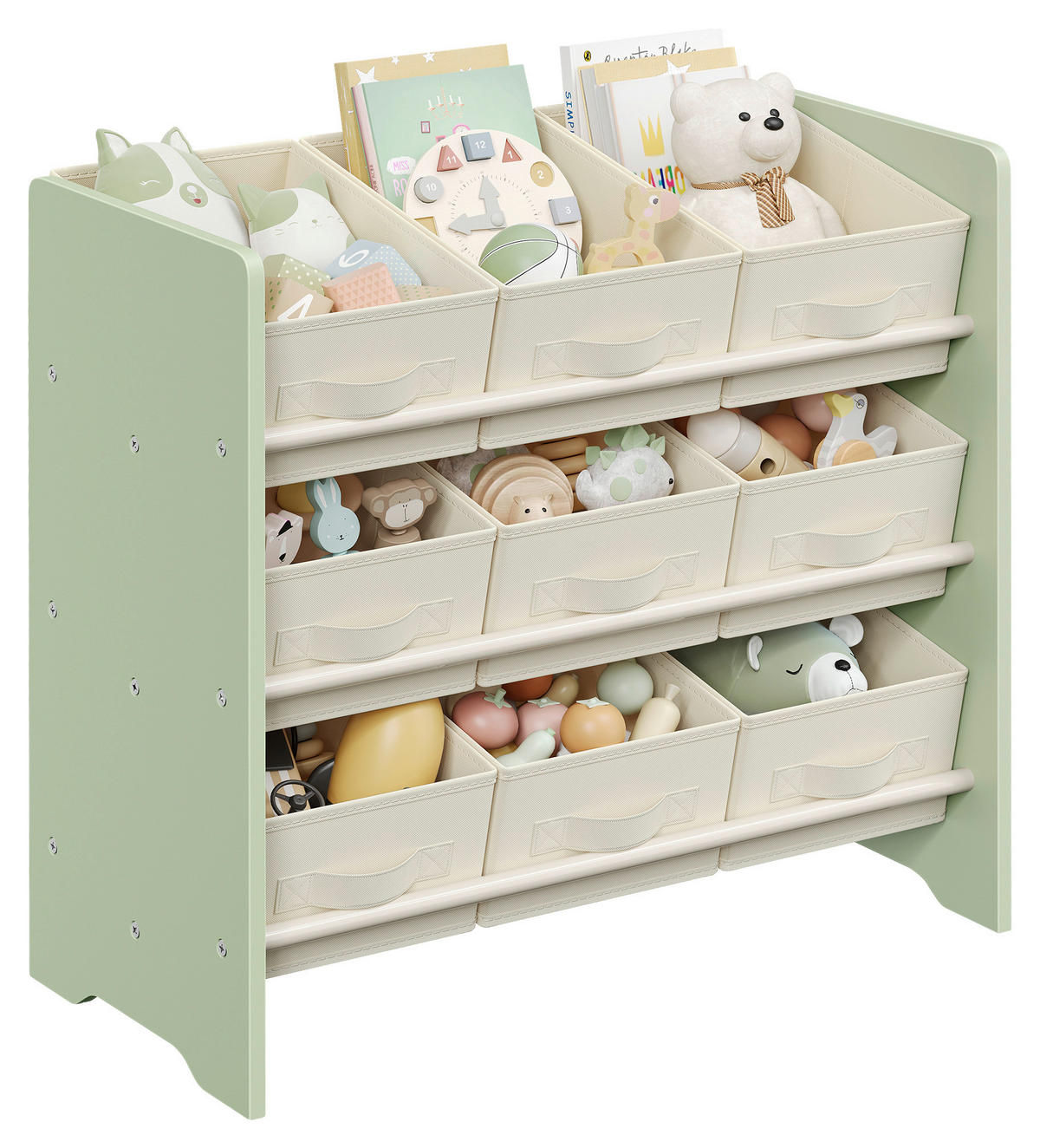 DETSKÝ REGÁL  - zelená/béžová, Modern, kompozitné drevo/textil (62,5/60/29,5cm) - MID.YOU