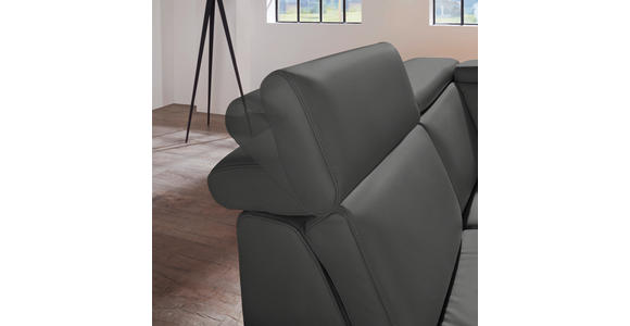 ECKSOFA in Echtleder Anthrazit  - Anthrazit/Alufarben, Design, Leder/Metall (239/271cm) - Cantus