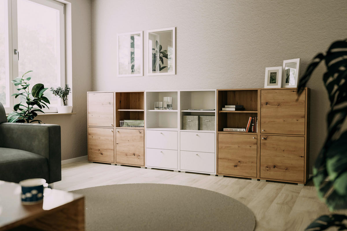 REGAL  46/96,5/33,5 cm Eiche Artisan  - Alufarben/Eiche Artisan, Design, Holzwerkstoff/Kunststoff (46/96,5/33,5cm) - MID.YOU