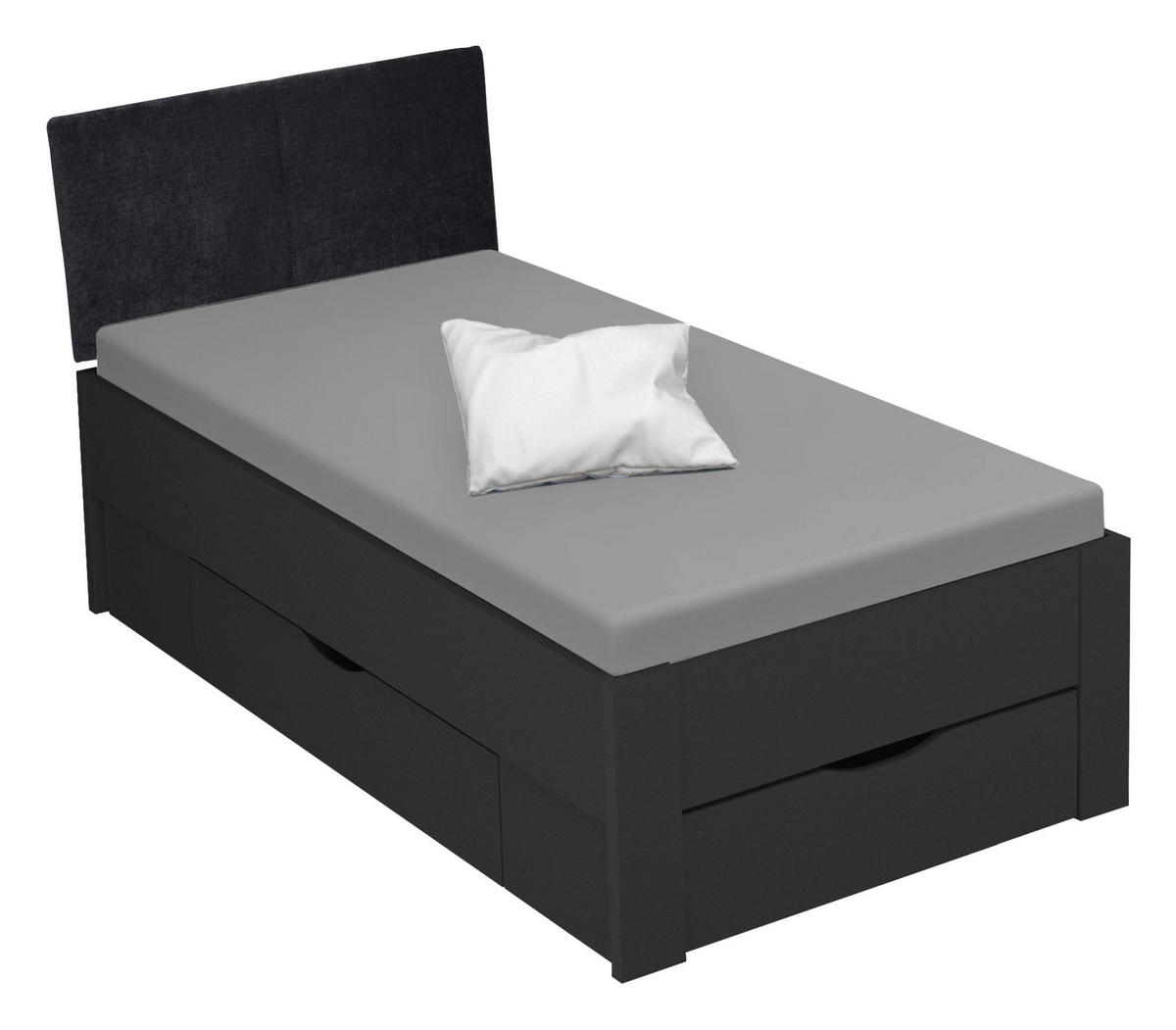 STAURAUMBETT 90/200 cm  Grau   - Schwarz/Grau, Design, Holzwerkstoff/Textil (90/200cm) - Xora