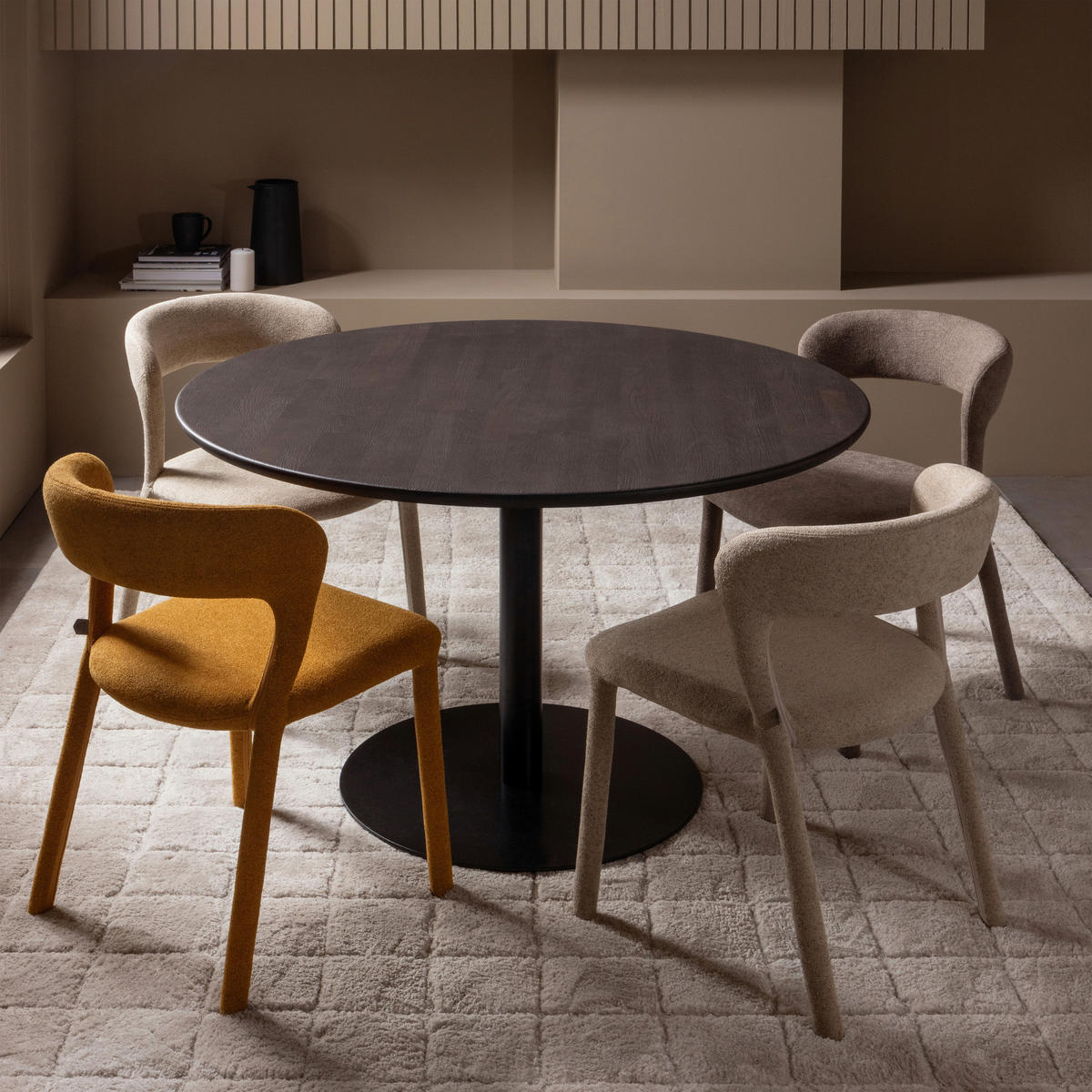 STUHL-SET 2 Stück  in Webstoff Textil  - Sandfarben, MODERN, Textil (51/76/56cm) - Livetastic