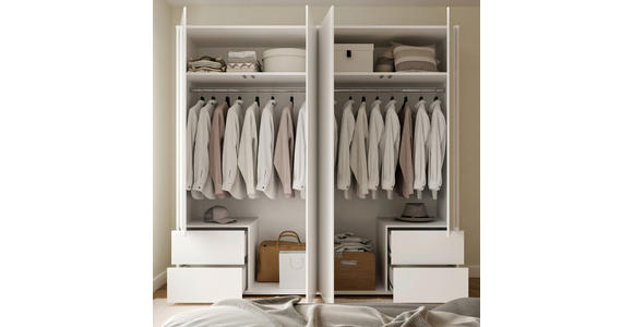 DREHTÜRENSCHRANK 224/214/60 cm,  in Weiß, Weiß Hochglanz, 4-türig  - Weiß Hochglanz/Weiß, Trend, Holzwerkstoff (224/214/60cm) - Carryhome