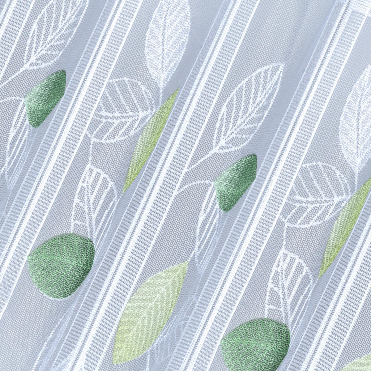 KURZGARDINE   75/45 cm   - Weiß/Grün, KONVENTIONELL, Textil (75/45cm)
