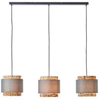 PENDELLEUCHTE  - Beige/Grau, Natur, Holz/Textil (120/110/25cm) - Brilliant