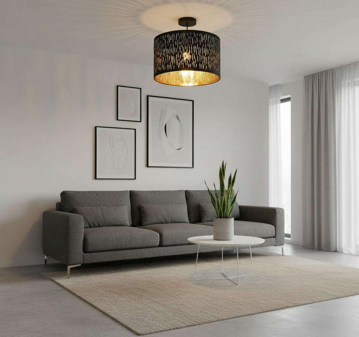 DECKENLEUCHTE  40/30 cm    - Schwarz, Trend, Kunststoff/Textil (40/30cm) - Novel