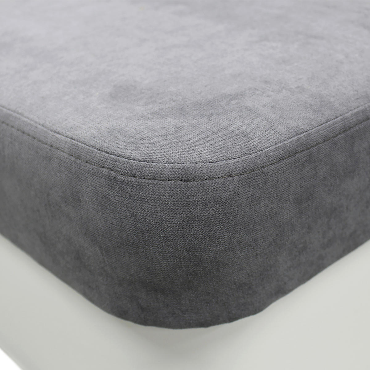 ECKSOFA Grau, Weiß Velours  - Silberfarben/Weiß, Design, Kunststoff/Textil (196/255cm) - MID.YOU