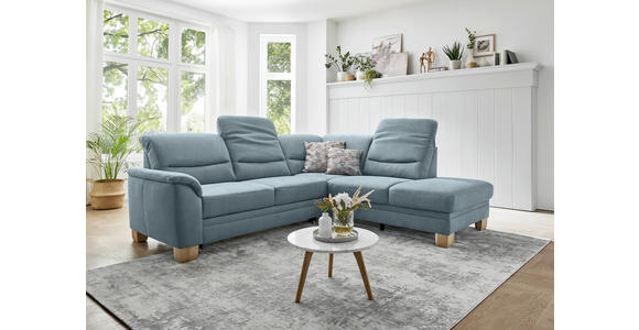 ECKSOFA Blau Mikrofaser  - Wildeiche/Blau, KONVENTIONELL, Holz/Textil (254/224cm) - Carryhome