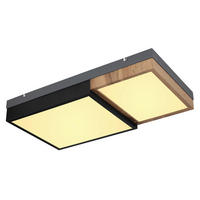 LED-DECKENLEUCHTE 30 W    65/35/9 cm  - Weiss/Opal, Natur, Holzwerkstoff/Kunststoff (65/35/9cm) - Globo