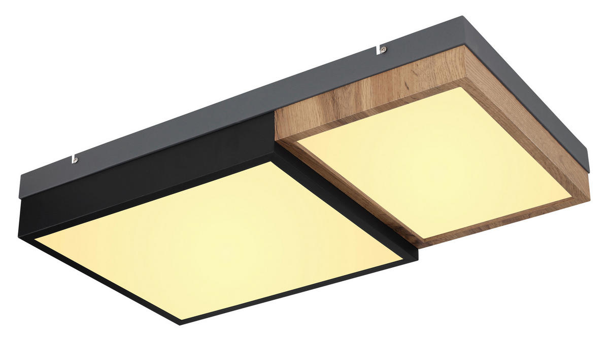 LED-DECKENLEUCHTE 30 W    65/35/9 cm  - Weiss/Opal, Natur, Holzwerkstoff/Kunststoff (65/35/9cm) - Globo