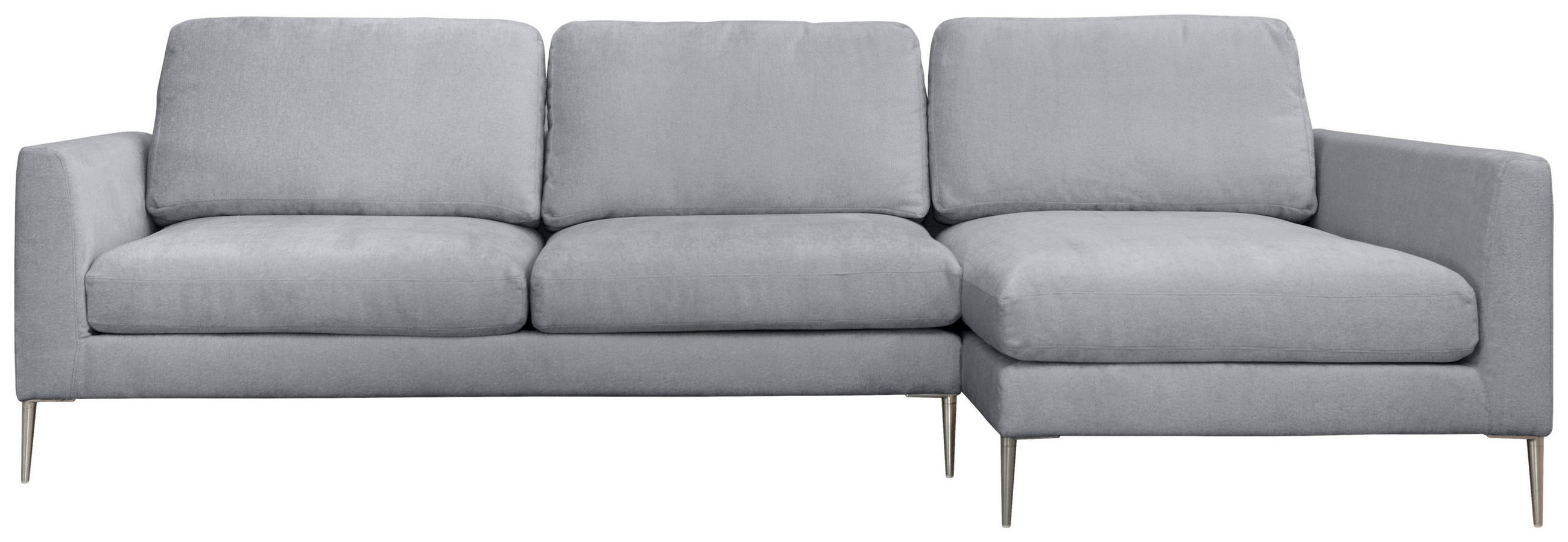 ECKSOFA Grau Chenille  - Silberfarben/Grau, KONVENTIONELL, Textil/Metall (284/143cm) - Carryhome