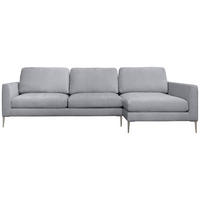 ECKSOFA Grau Chenille  - Silberfarben/Grau, KONVENTIONELL, Textil/Metall (284/143cm) - Carryhome