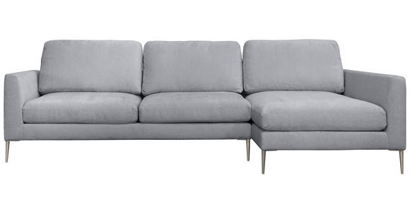 ECKSOFA Grau Chenille - Silberfarben/Grau, KONVENTIONELL, Textil/Metall (284/143cm) - Carryhome