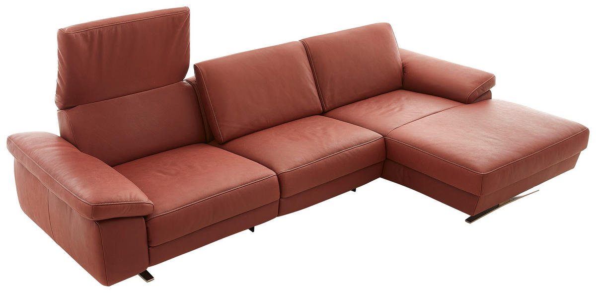 ECKSOFA Rot Echtleder  - Beige/Rot, Design, Leder/Metall (287/174cm) - Koinor
