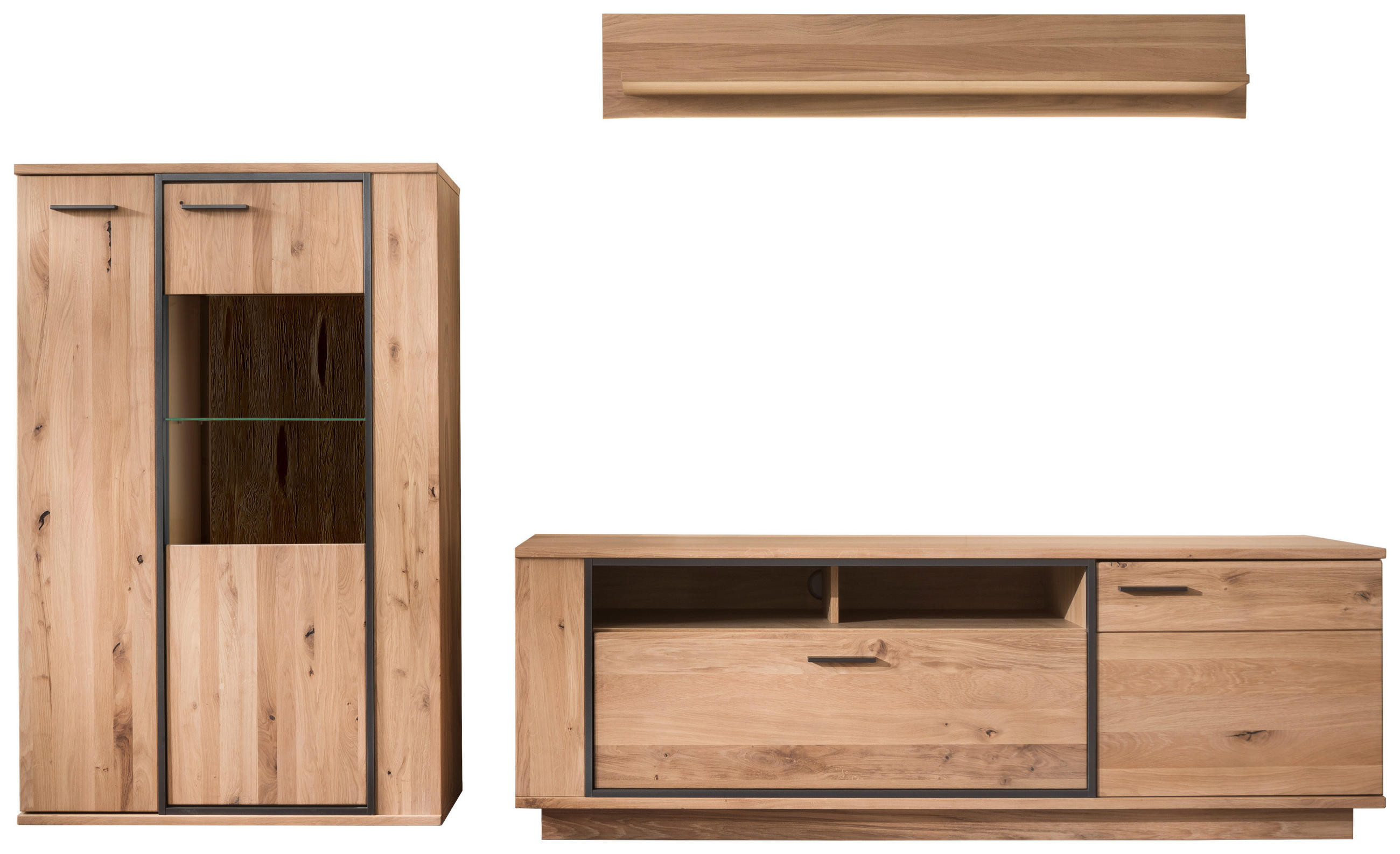 WOHNWAND in Anthrazit, Eichefarben 280/175/50 cm - Eichefarben/Anthrazit, Konventionell, Glas/Holz (280/175/50cm) - Landscape