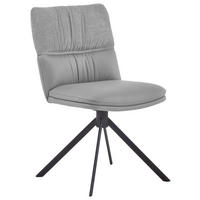 STUHL  Beinauswahl, Stoffauswahl, Sitzfläche 360° drehbar, automatische Rückholfunktion Chenille, Mikrofaser  - Hellgrau/Schwarz, Design, Textil/Metall (49/86/63cm) - Valdera