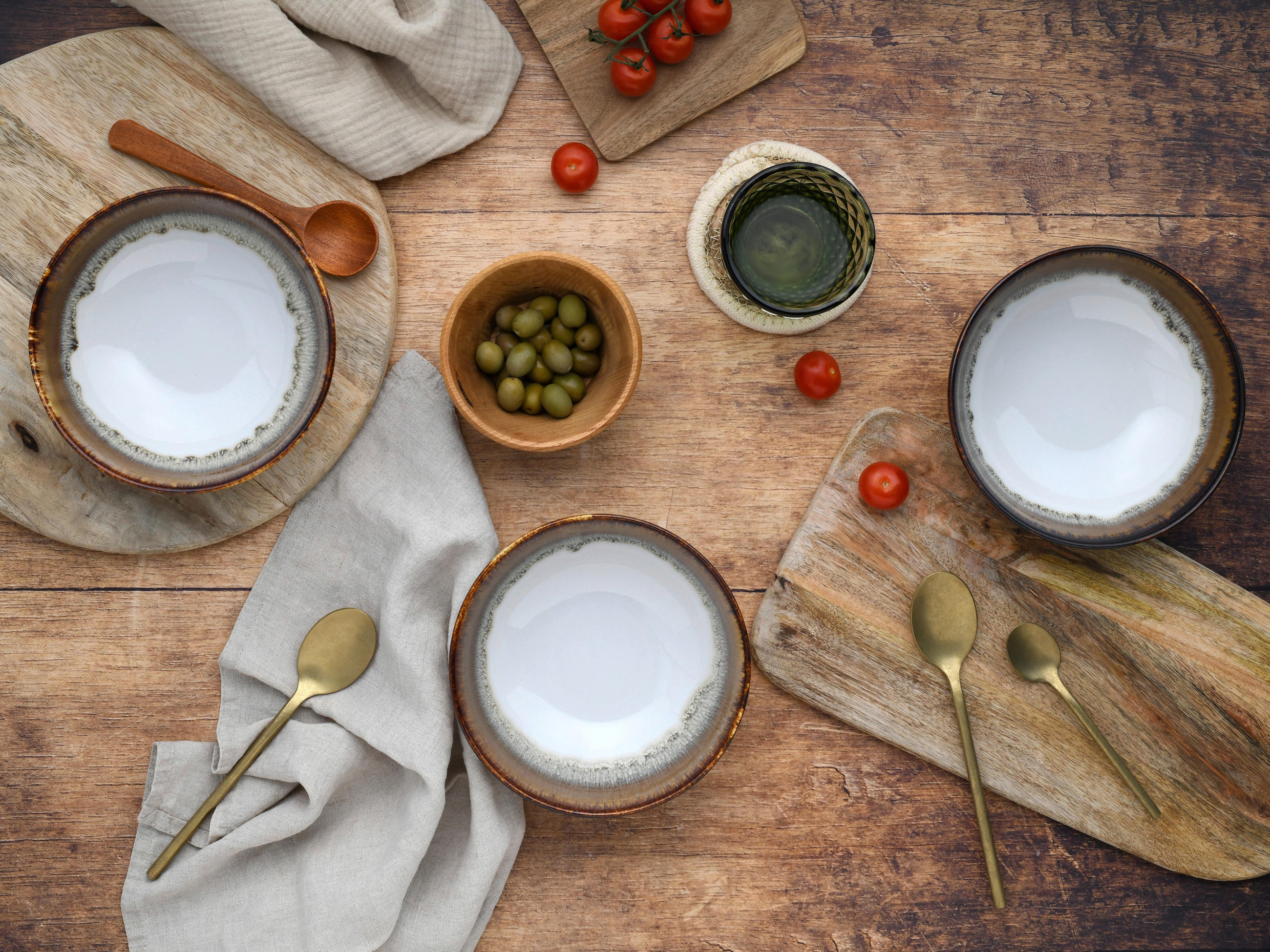 Thumbnail - Creatable Schüsselset Cascade, Braun, Weiß, Keramik, 6-teilig, rund, lebensmittelecht, stapelbar, Essen & Trinken, Gesch...