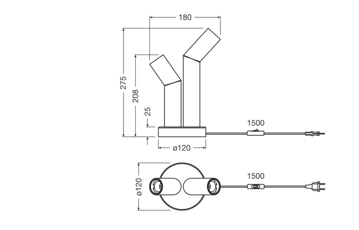 TISCHLEUCHTE 18/12/27,5 cm   - Design, Metall (18/12/27,5cm) - Osram