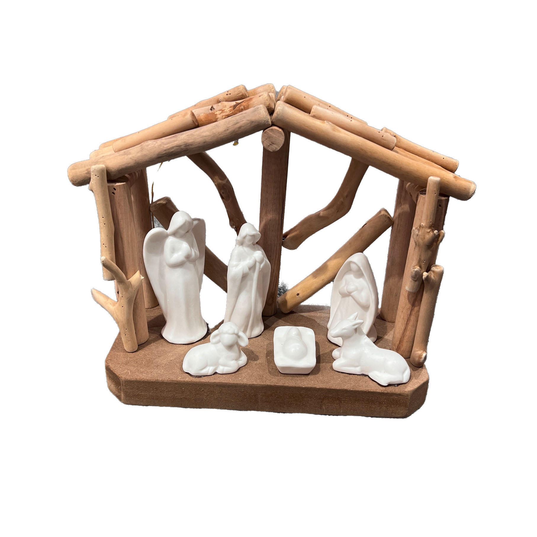 WEIHNACHTSKRIPPE - Naturfarben/Weiß, LIFESTYLE, Holz/Keramik (24/11/23cm) - X-Mas